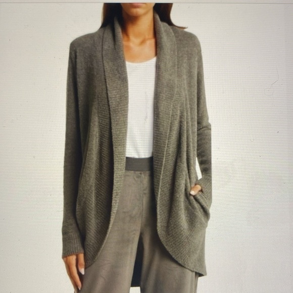 Barefoot Dreams Cozychic Lite Circle Cardigan Womens L/XL Taupe Cozy loungewear - Picture 2 of 9